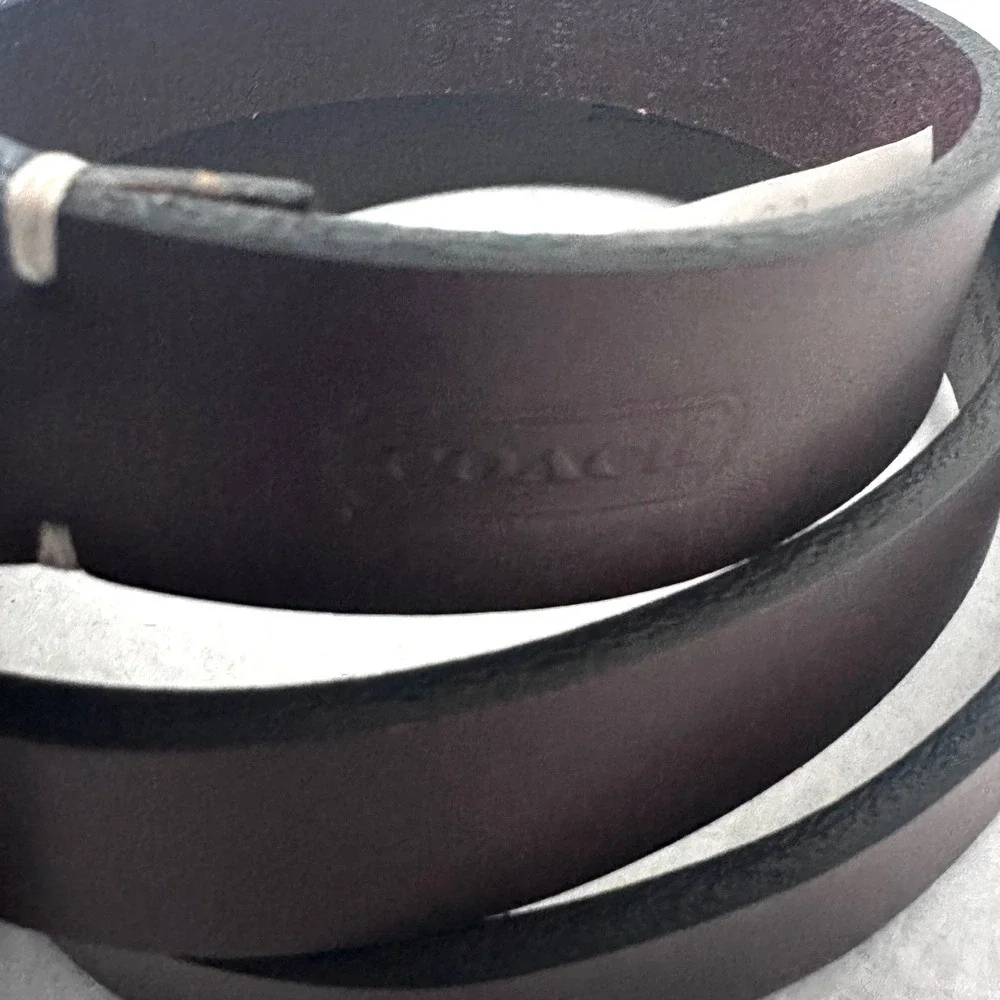 Coach XL 38 Mahogany Brown Leather Legacy Buckle Belt FS8566 SV/MA XL